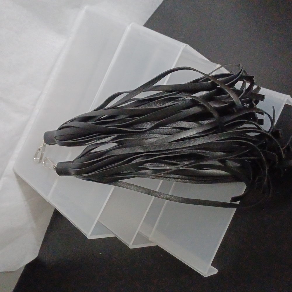 Set of Bag tassel/fringe clip on or key ring. Faux Leather with swivel clasp